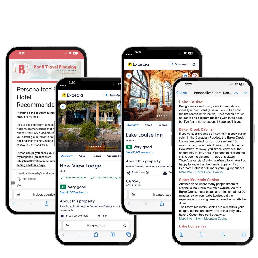 Get Personalized Hotel Recommendations for your trip to Banff National Park and area