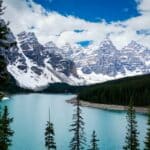 Moraine Lake in Banff National Park in June