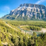 Rundle mountain from Tunnel mountain trails in Banff in May
