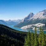 View of Spray Lakes from West Wind Pass trail